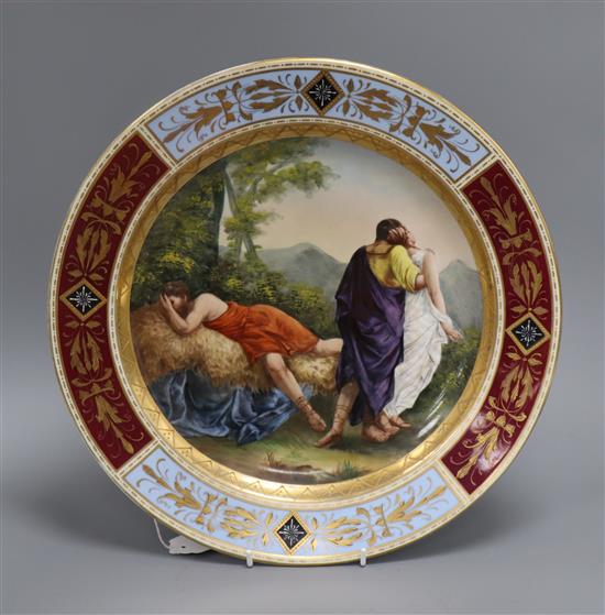 A Vienna style deep plate, Uberegabe [sic] der Briseis, Dia 36cm